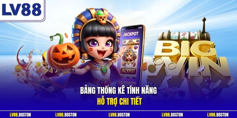 Bảng thống kê tính năng hỗ trợ chi tiết