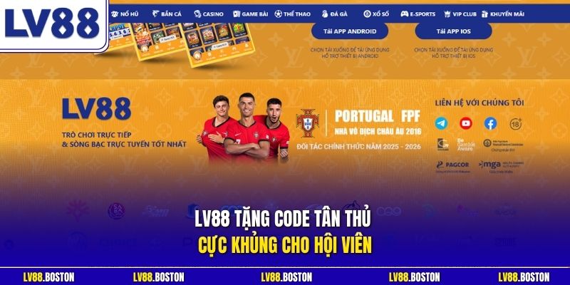 LV88 tặng code tân thủ cực khủng cho hội viên
